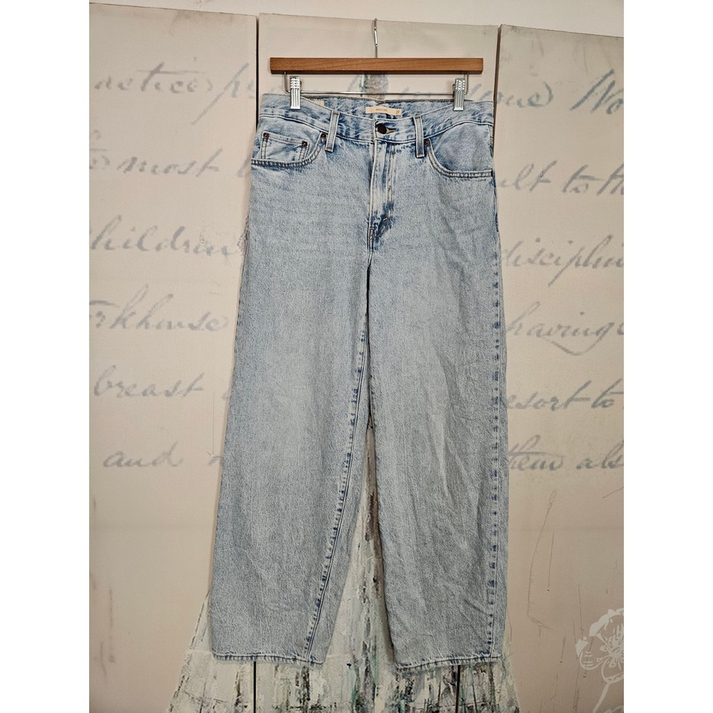 Levi's Premium Baggy Dad Jeans 27 Light Wash High Rise Wide Leg Straight Denim
